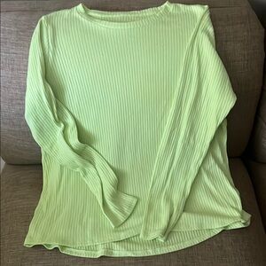 American Eagle Outfitters Green Ribbed Long Sleeve Sweatshirt